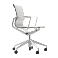 vitra - chaise de bureau physix structure gris doux - argent/étoffe trioknit 01/piètement gris soft grey/avec roues dures pour tapis