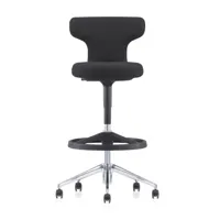 vitra - pivot citterio - chaise de bureau aigüe - noir/étoffe singleknit 05/piètement en aluminium poli/rouleau souple/h: 99.5 - 118.5 cm