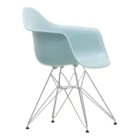 vitra - chaise avec accoudoirs eames dar chromé - gris glace/siège polypropylène/structure chrome façon tour eiffel /pxhxp 62,5x83x60cm