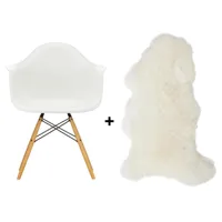 vitra - set promo chaise avec accoudoirs eames daw +agneau - blanc/agneau libre!/structure érable doré/acier noir/pxhxp 62,5x83x60cm