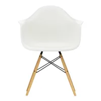 vitra - chaise avec accoudoirs eames daw frêne - blanc/assise polypropylène/structure frêne coloré miel/acier noir/pxhxp 62,5x83x60cm