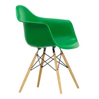 vitra - chaise avec accoudoirs eames daw frêne - vert/assise polypropylène/structure frêne coloré miel/acier noir/pxhxp 62,5x83x60cm