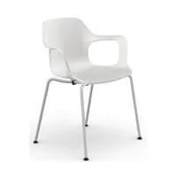 vitra - hal armchair tube white - fauteuil de jardin - blanc/structure chromé/patins blanc/empilable