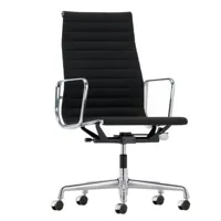 vitra - chaise de bureau ea 119 étoffe structure chromé - noir nero/tapisserie hopsak 66/structure chromé/avec des rouleau souple/pxhxp...