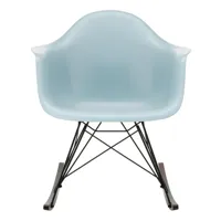 vitra - fauteuil à bascule eames plastic armchair rar noir - gris glace/assise polypropylène/structure noir basic dark/érable foncé/nouveau modèle/pxh