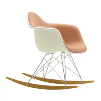 vitra - fauteuil à bascule eames plastic rar tapissé - rose-cognac / blanc/siège étoffe credo 18/structure chromé/ érable doré/lxhxp 63x76x81cm