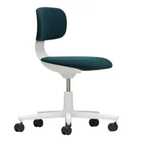 vitra - chaise de bureau pivotant rookie gris doux - bleu pétrole/noir nero/étoffe plano 43/structure en polyamide gris doux/lxhxp 68,5x71-90x68,5cm