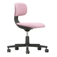 vitra - chaise de bureau pivotant rookie noir profond - rose / gris sierra/étoffe plano 15/structure en polyamide noir profond/pour les sols durs