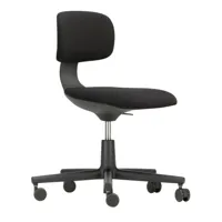 vitra - chaise de bureau pivotant rookie noir profond - gris foncé/étoffe plano 69/structure en polyamide noir profond/pour les sols durs