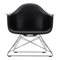 vitra - chaise avec accoudoirs eames plastic lar chromé - noir profond/assise polypropylène/structure acier chromé/avec patins en feutre