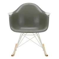 vitra - fauteuil à bascule eames fiberglass rar blanc - umber cru/assise fibre de verre/structure blanc/ érable doré/pxhxp 63x76x81cm