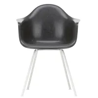 vitra - chaise avec accoudoirs eames fiberglass dax blanc - gris éléphant/assise fibre de verre/structure acier revêtu par poudre blanc/pxhxp 62,5x83x