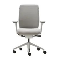 vitra - chaise de bureau id cloud - blanc crème / gris sierra/siège plano 05/dossier duoknit 01/incl. accoudoirs 2d/avec des rouleau souple