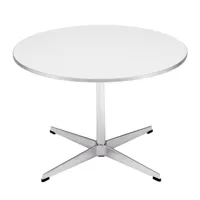 fritz hansen - table d'appoint a222 - blanc/stratifié avec rebord en aluminium/structure aluminium satiné/h 47cm / ø 75cm