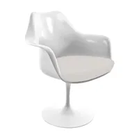 knoll international - tulip - fauteuil rotatif - blanc/avec coussin d'assise/revêtement blanc tonus 100