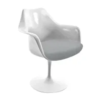 knoll international - tulip - fauteuil rotatif - blanc/avec coussin d'assise/revêtement blanc powder hallingdal 103