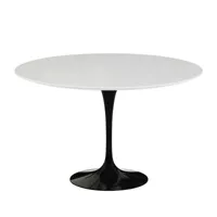 knoll international - table de jardin saarinen ø120cm - blanc/châssis noir