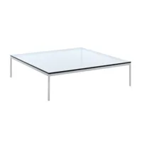 knoll international - florence knoll - table de salon 120x120cm - transparent/verre de cristal/support chrome/h 35cm