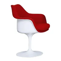 knoll international - tulip saarinen - fauteuil captitonnée - blanc/rouge/tapisserie hallingdal 65 680/pxhxp 68x82x59cm/rotatif/structure blanc