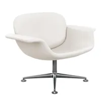 knoll international - fauteuil lounge kn™ - blanc crème/cuir acqua arctic sea au601/lxhxp 105x75x80cm/structure aluminium poli/base pivotante