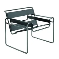 knoll international - édition limitée fauteuil wassily™ - noir/élingues noires en peau de vache/lxhxp 79x73x69cm/structure acier chromé noir