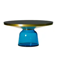 classicon - table basse bell coffee table laiton - bleu saphir/verre de cristal/h 36cm/ø 75cm/base en verre hxø 25x32cm/partie supérieure en laiton ma