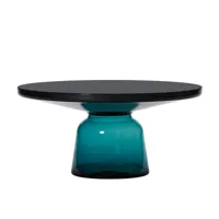 classicon - table basse bell coffee table acier - montana-bleu/verre de cristal/h 36cm/ø 75cm/base en verre hxø 25x32cm/partie supérieure en acier mas