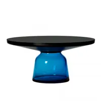 classicon - table basse bell coffee table acier - bleu saphir/verre de cristal/h 36cm/ø 75cm/base en verre hxø 25x32cm/partie supérieure en acier mass