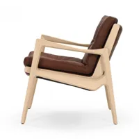 classicon - chaise euvira lounge cuir - chêne naturel/cuir premium marron