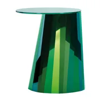 classicon - table d'appoint pli haute - vert topaze/verre de cristal 53x42cm/h 65cm/patins en feutre noire/structure tôle d'acier spécial brillant ø47