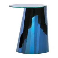 classicon - table d'appoint pli haute - bleu saphir/verre de cristal 53x42cm/h 65cm/patins en feutre noire/structure tôle d'acier spécial brillant ø47