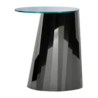 classicon - table d'appoint pli haute - noir onyx/verre de cristal 53x42cm/h 65cm/patins en feutre noire/structure tôle d'acier spécial brillant ø47cm