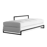 classicon - canapé day bed black version cuir - blanc/cuir classic blanc/190x60x86cm/matelas amovible/structure noire revêtu par poudre