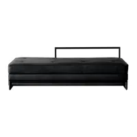 classicon - canapé day bed black version cuir - noir/cuir classic noir/190x60x86cm/matelas amovible/structure noire revêtu par poudre