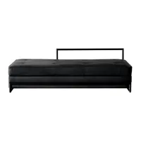 classicon - canapé day bed grand black version cuir - noir/cuir classic noir/200x60x90cm/matelas amovible/structure noire revêtu par poudre