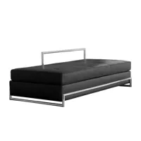 classicon - canapé day bed grand cuir - noir/cuir classic noir/200x60x90cm/matelas amovible/structure chromé