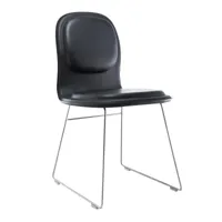 cappellini - chaise hi pad - noir/cuir/lxhxp 42x81x52,5cm/piètement en métal satin