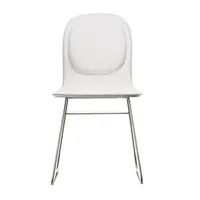 cappellini - chaise hi pad - blanc/cuir/lxhxp 42x81x52,5cm/piètement en métal satin
