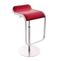 la palma - tabouret de bar siège en cuir 63-75cm lem s79 - rouge/assise cuir/lxhxp 37x75x42cm/rack chromé mat