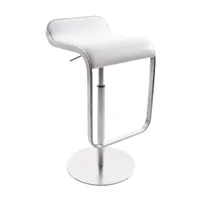 la palma - tabouret de bar siège en cuir 63-75cm lem s79 - blanc/assise cuir/lxhxp 37x75x42cm/rack chromé mat