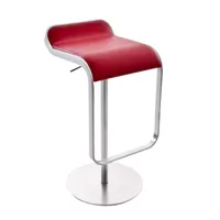 la palma - tabouret de bar siège en cuir 66-79cm lem s80 - rouge/assise cuir/lxhxp 37x87x42cm/piétement en chrome mat