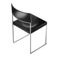 la palma - chaise empilable cuir de siège cuba s56 - noir/cuir/lxhxp 43x78x49cm/cadre chromé mat