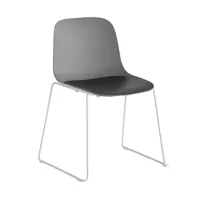 la palma - chaise avec structure luge blanc seela s310 - noir/siège bois à pores ouverts/pxhxp 54x79x53cm/structure laqué blanc