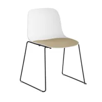 la palma - chaise structure luge noir seela s310 - blanc, chêne/siège chêne blanchi/pxhxp 54x79x53cm/structure noire laquée