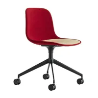 la palma - chaise de bureau seela s342 - rouge, chêne/tissu tonica 611/pxhxp 50x79x53cm/structure noire laquée