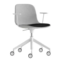 la palma - chaise de bureau avec accoudoirs 75-85cm seela - clair gris/anthracite/tissu du siège tonica 171 / 192/pxhxp 60x85x60cm/structure aluminium