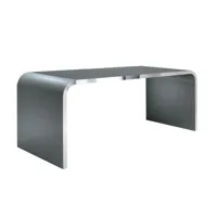 müller möbelfabrikation - bureau / table highline m10 180x80cm - gris basalte ral7012/satin fini/tableau bord en acier inoxydable poli/lxpxh 180x80x76