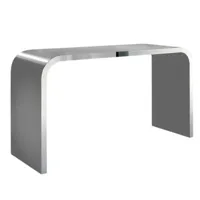 müller möbelfabrikation - table mange-debout highline m10-4 - aluminium blanc ral9006/finition satinée/tableau bord en acier inoxydable poli/lxlxh 240