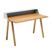 müller möbelfabrikation - ps05 - secrétaire 120x75cm - blanc signal ral 9003/mat/support en chêne/table top solid oak wood oiled