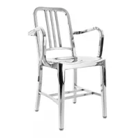 emeco - chaise avec accoudoirs navy - aluminium/poli à la main/lxhxp 53x86x50cm